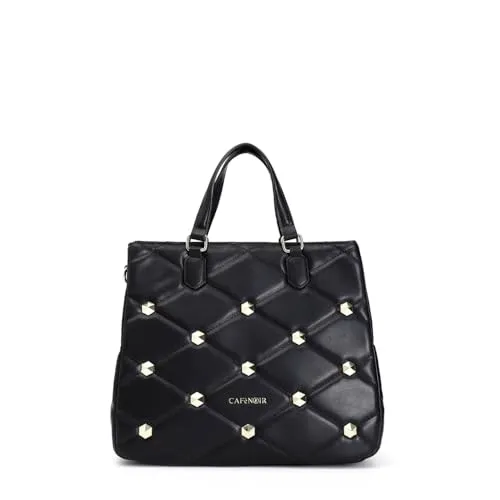 CafèNoir Trapuntata Borsa Shopping Nera Borchie