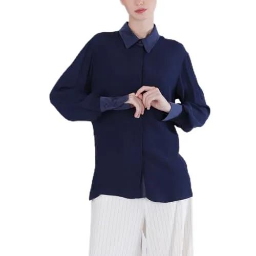 CafèNoir Camicia Raso Marocain Navy Manica Lunga
