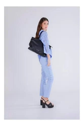 CafèNoir shopping bag nera grana fianchi increspati