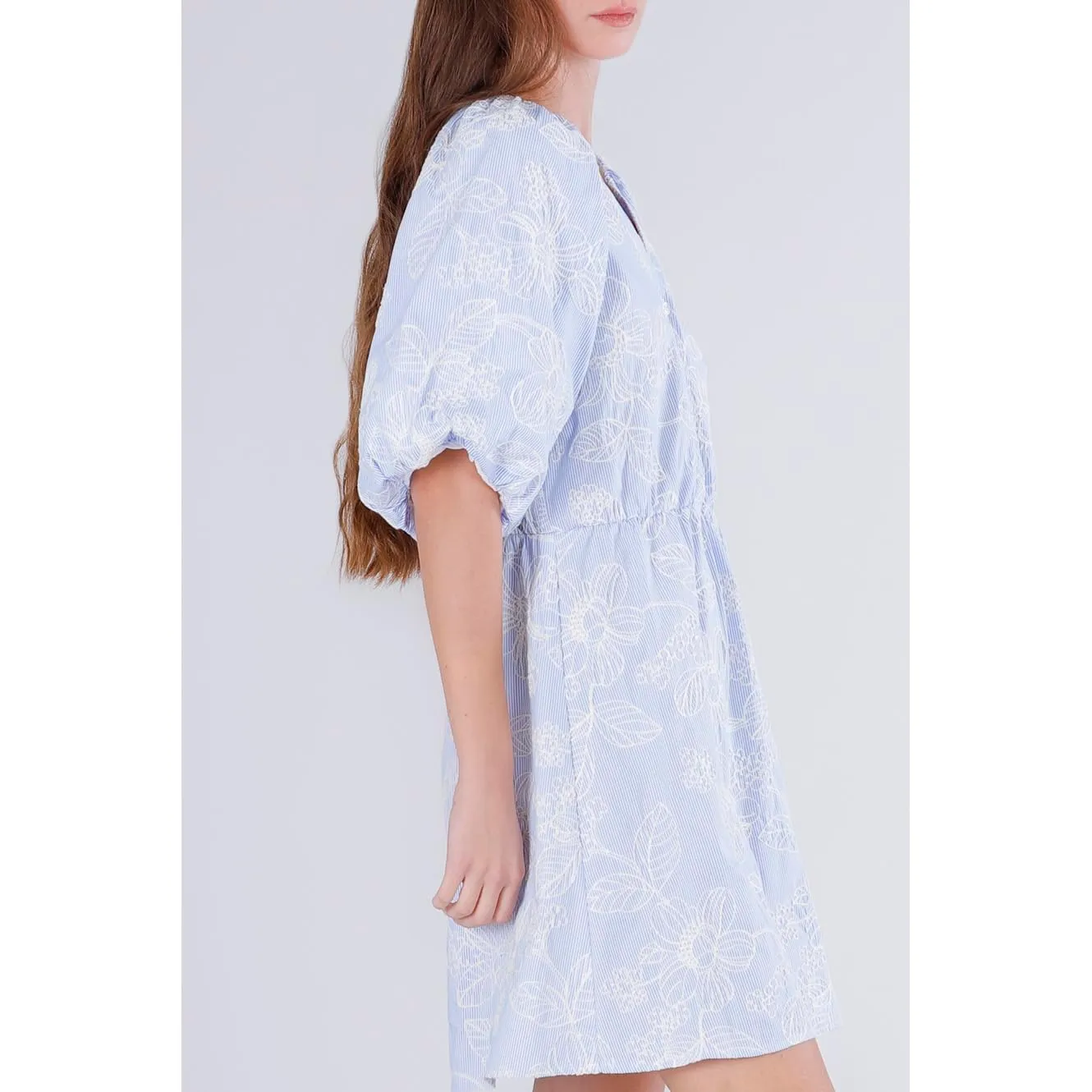 CafèNoir Abito Popeline vestito donna rigato celeste cotone
