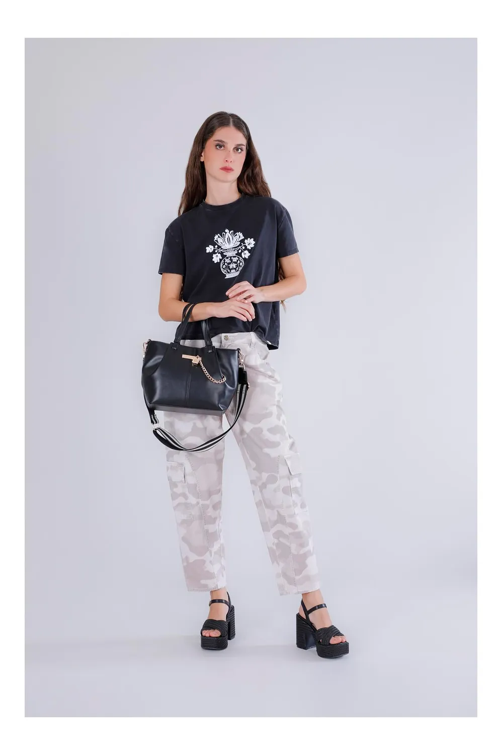 CafèNoir Shopping bag donna nera lucchetto catena