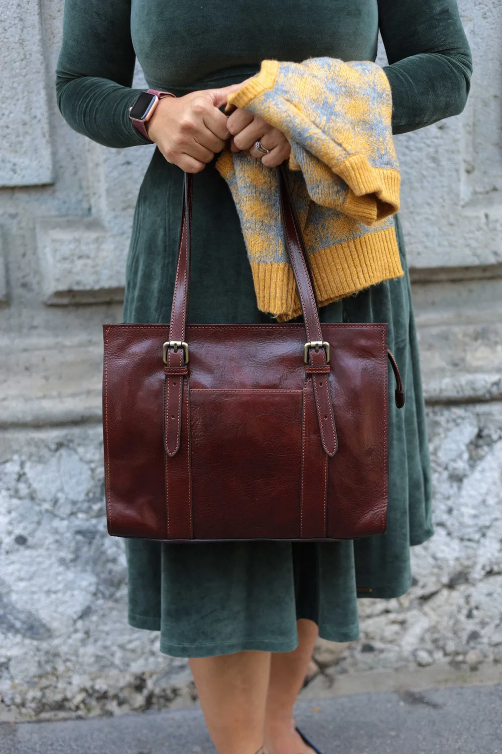 Aigin Milano Everyday Borsa in Pelle Marrone Chiaro