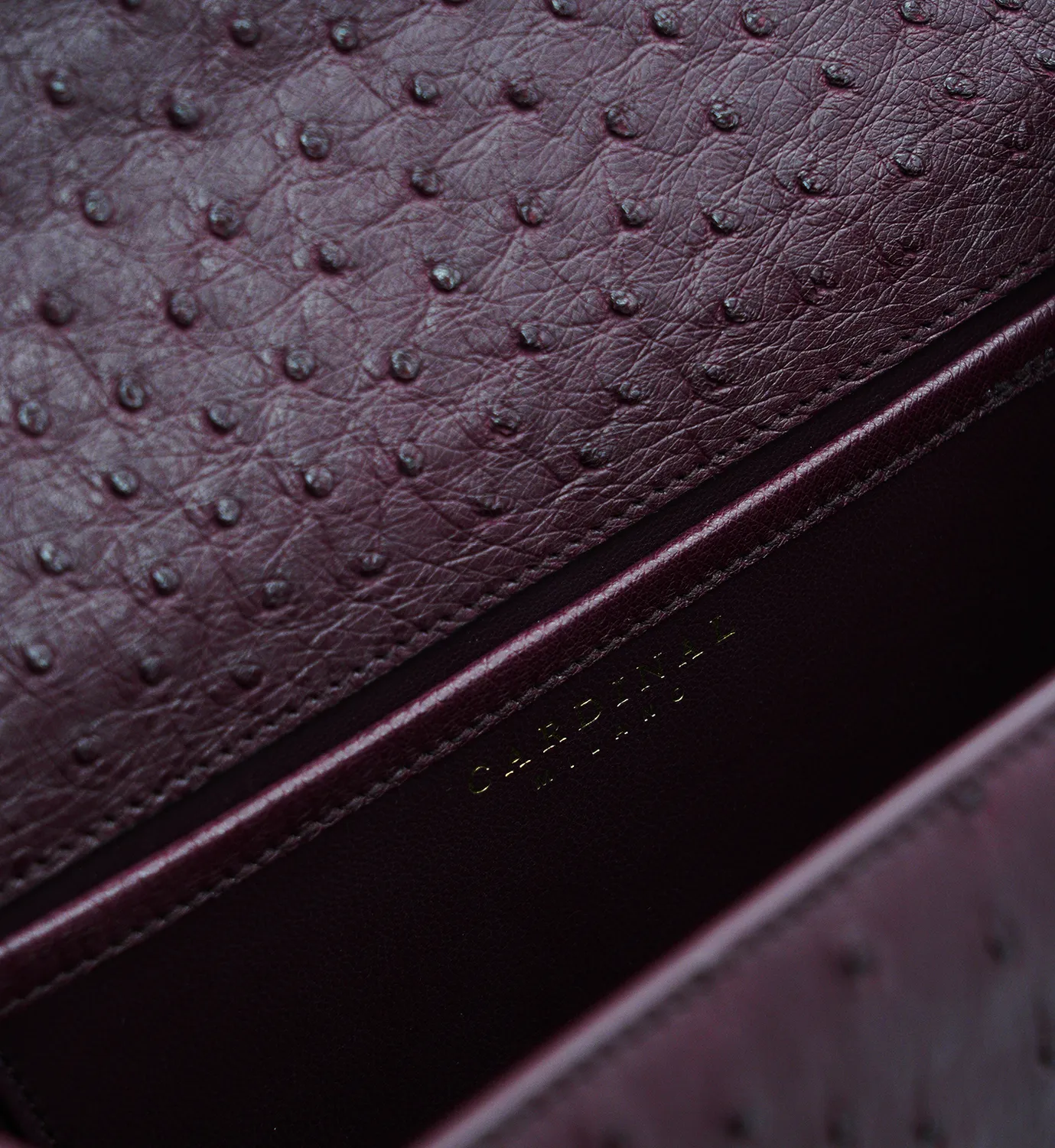 Cardinal Milano First Lady borsa bordeaux struzzo oro