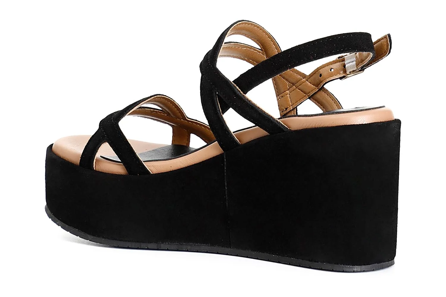 CafèNoir Sandali Zeppa Scamosciata Neri 39 Zeppa 9,5 cm