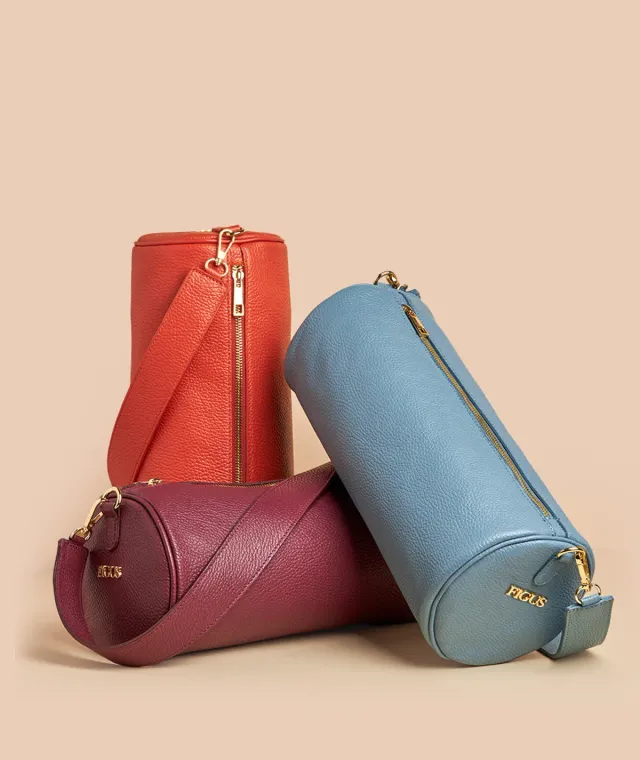 Figus Cilindro borsa pelle martellata arancione tracolla