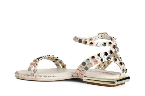 CafèNoir Gilda sandali pelle osso borchie multicolor