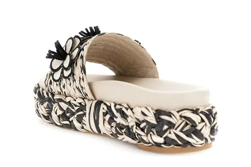 CafèNoir Ciabatta Zeppa Nera Rafia Fiori 39