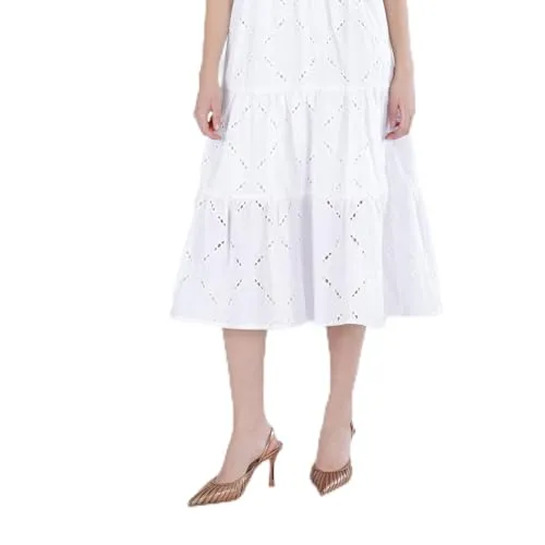 CafèNoir San Gallo Abito Midi Donna Bianco Taglia S Balze