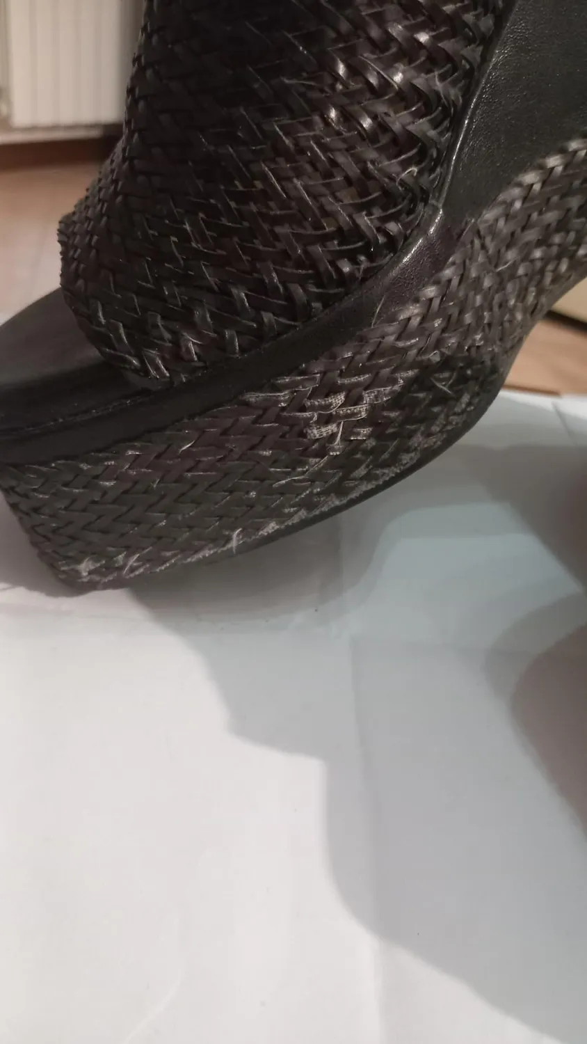CafèNoir Sandalo Ciabatta Zeppa Beige 36 Intrecciato