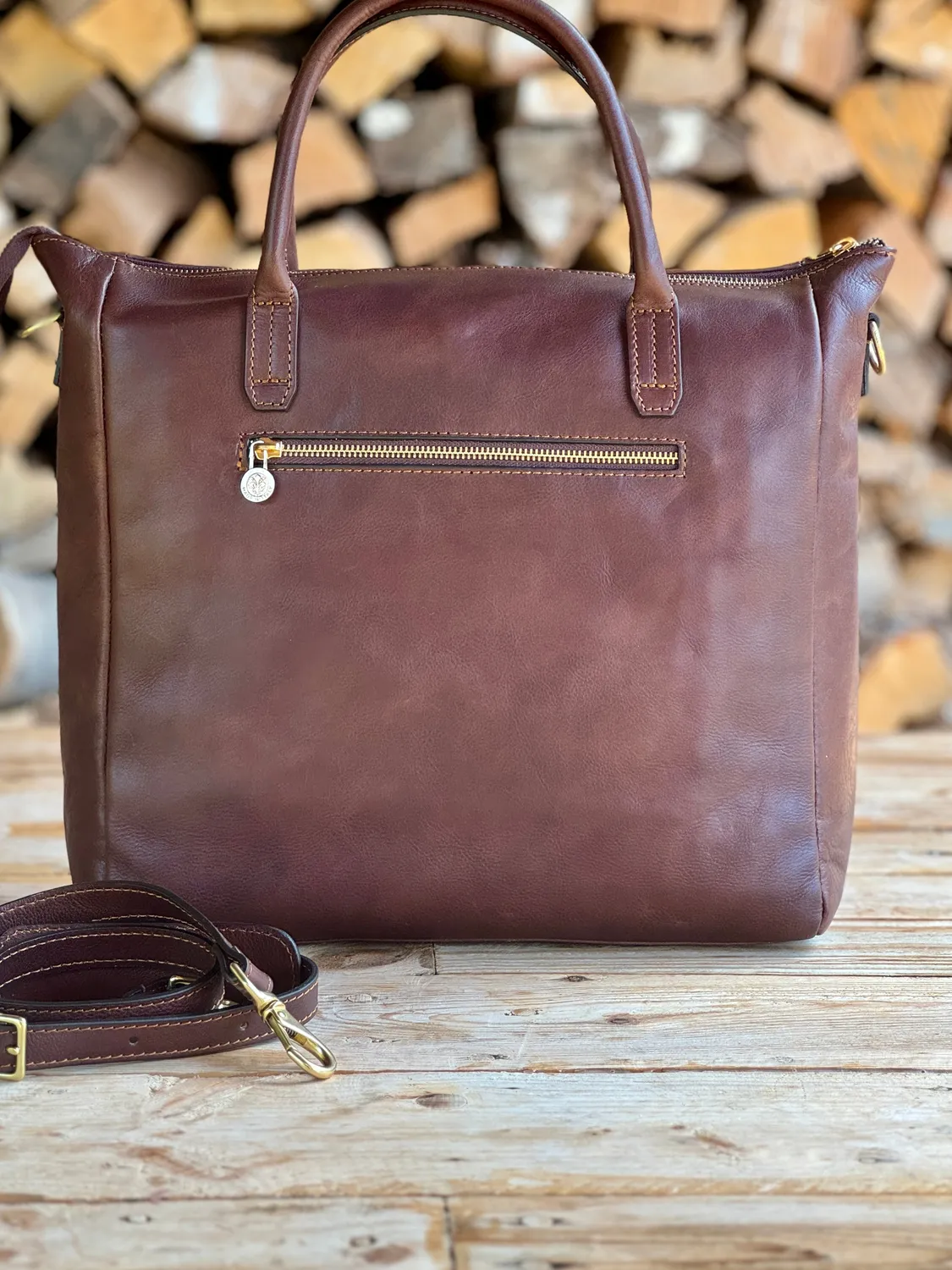 Aigin Milano borsa pelle miele imbottita porta tablet