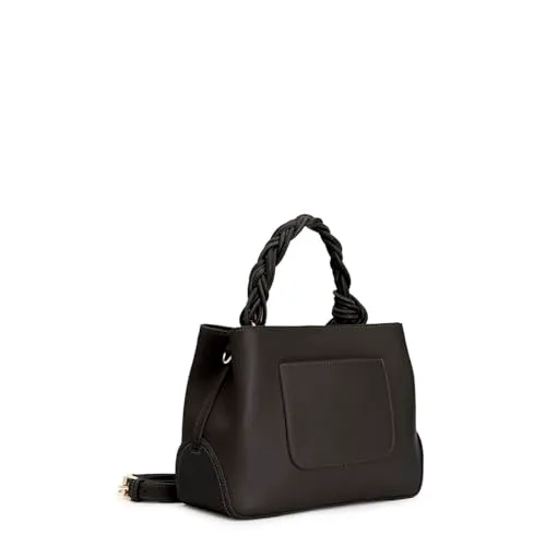 CafèNoir Borsa a Mano Manico Intrecciato Nero con Tracolla
