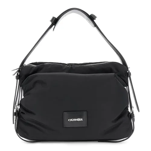 CafèNoir Sacca Nylon Nera con Cinghie Regolabili