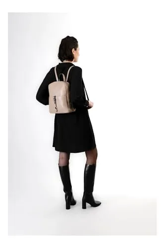 CafèNoir Zaino Donna Tortora con Tasca e Lettering Metallo