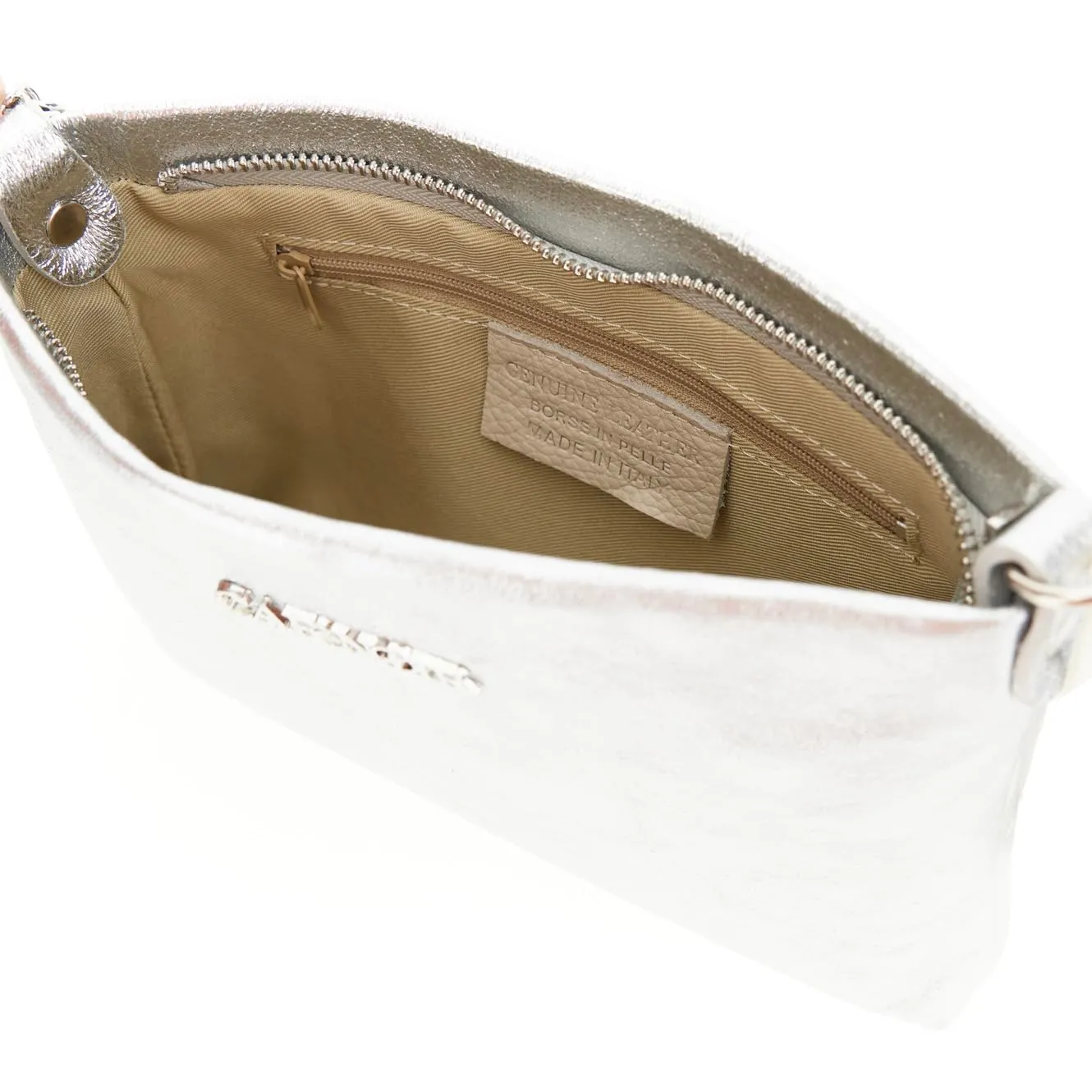 CafèNoir Pochette Pelle Metallizzata Tracolla Catena