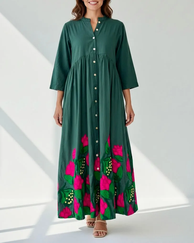 Figus Abito Fiori di Loto vestito cotone ricamato