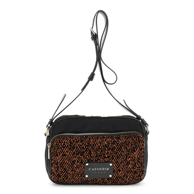 CafèNoir Camera Bag Nylon Caramello Nero Trapuntata