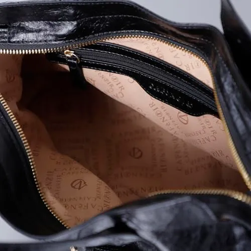 CafèNoir Borsa a Mano Metallizzata Ricamata Nera