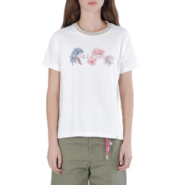 CafèNoir T-Shirt Logo Lurex Off White