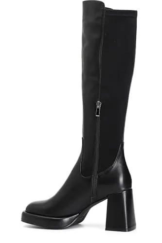 CafèNoir Stivali Donna Pelle Stretch Nero Tacco 80mm