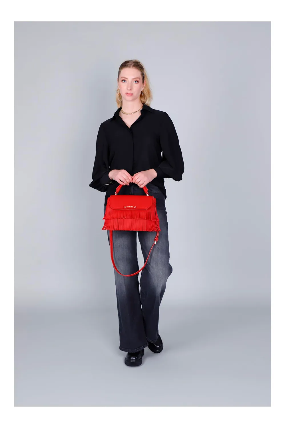 CafèNoir Borsa Mano Similpelle Frange Tracolla