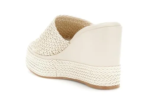 CafèNoir Sandalo Ciabatta Zeppa Beige 36 Intrecciato