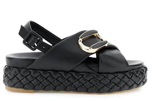CafèNoir Sandali Incrociati Nero Treccia 39 Fondo Treccia