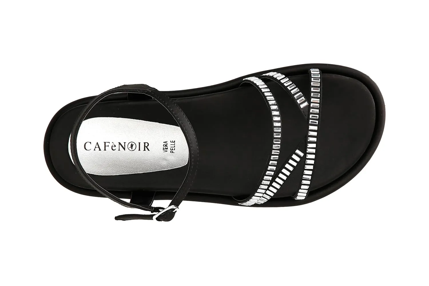 CafèNoir Sandali Frate Raso Strass Champagne Zeppa 3,5 cm