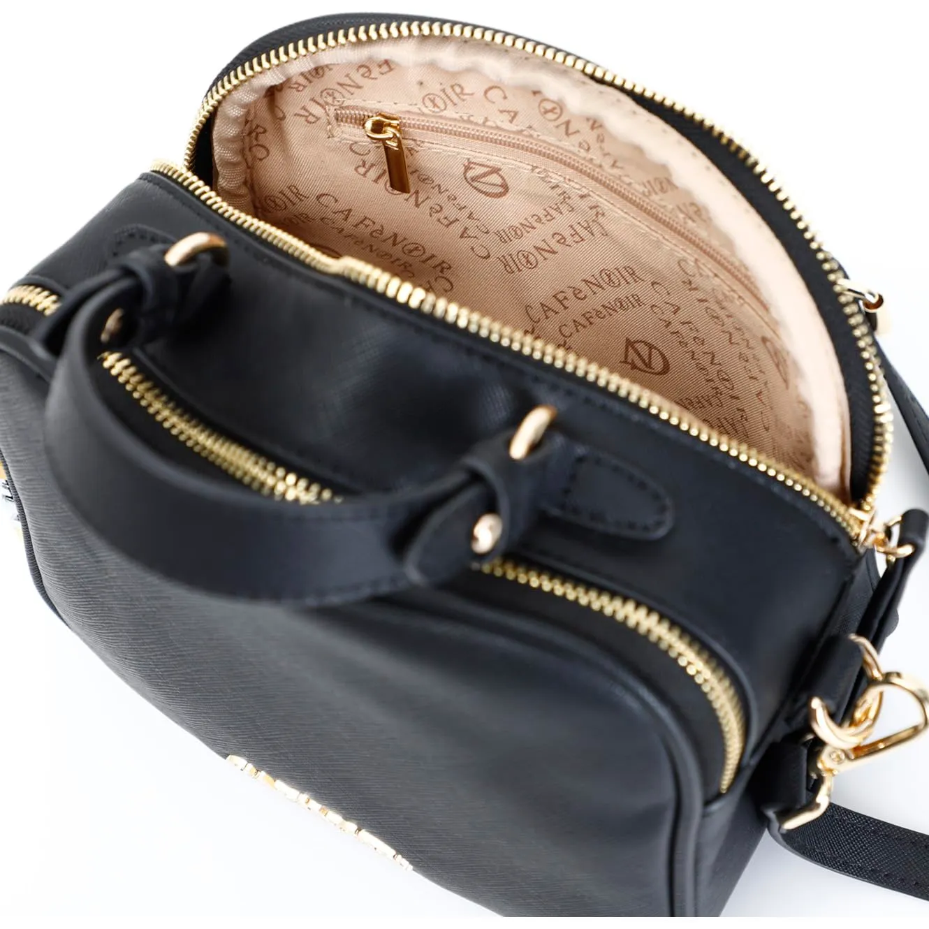 CafèNoir Camera Bag Donna Nera Saffiano Doppia Zip