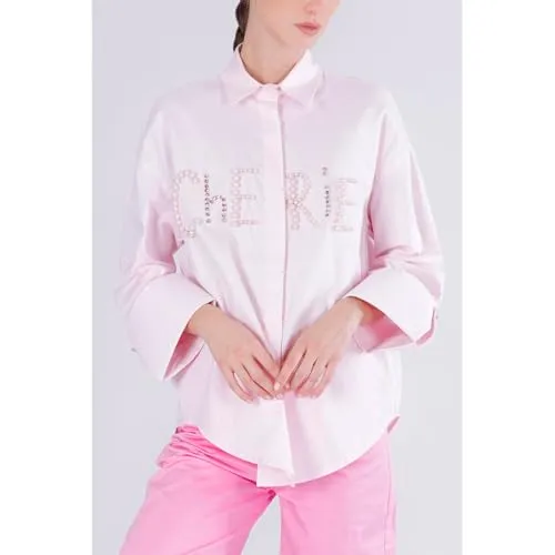 CafèNoir Camicia Oxford Ricamo Chérie Rosa S