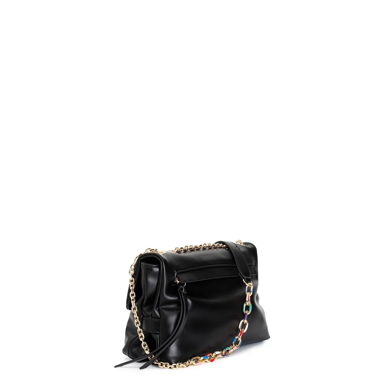 CafèNoir Pattina Catena Smaltata Borsa a Tracolla Nera