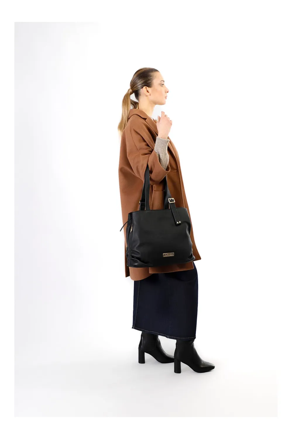 CafèNoir Shopping Donna Ecopelle Nera Morbida Fibbia