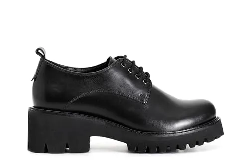 CafèNoir Derby Donna in Pelle Nera Tacco 55mm Carrarmato