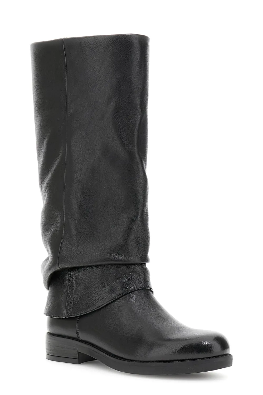 CafèNoir Stivali Donna Pelle Neri Risvolto Tacco 3,2