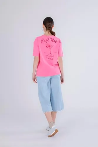 CafèNoir T-Shirt Cocktail maglietta donna bubble gum cotone