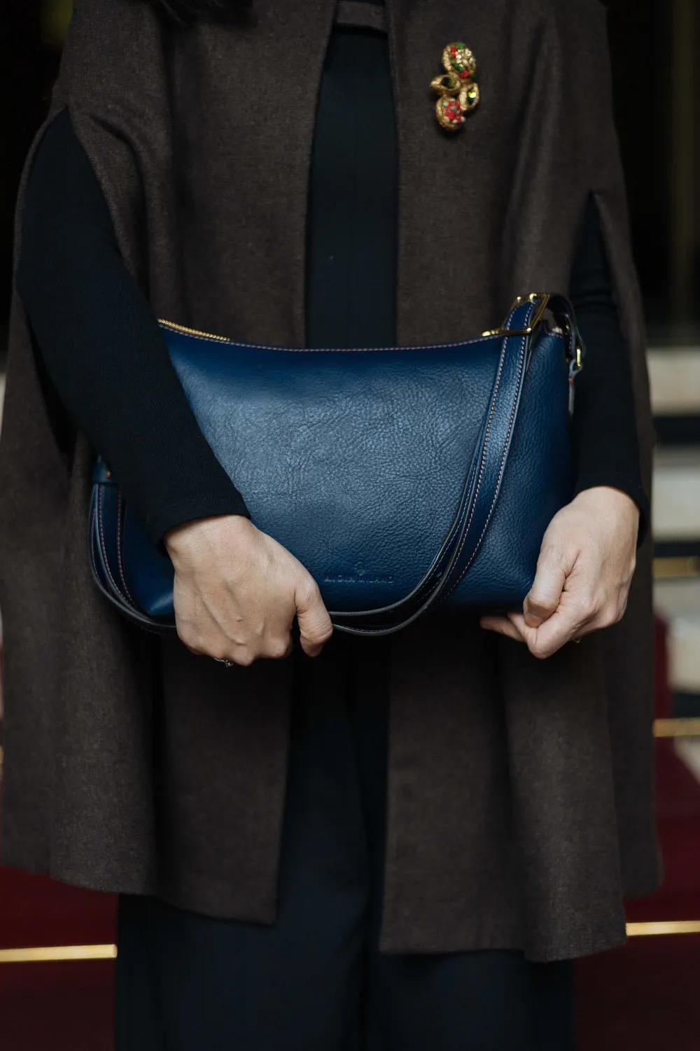 Aigin Milano Minimal Crossbody Bag tracolla miele pelle
