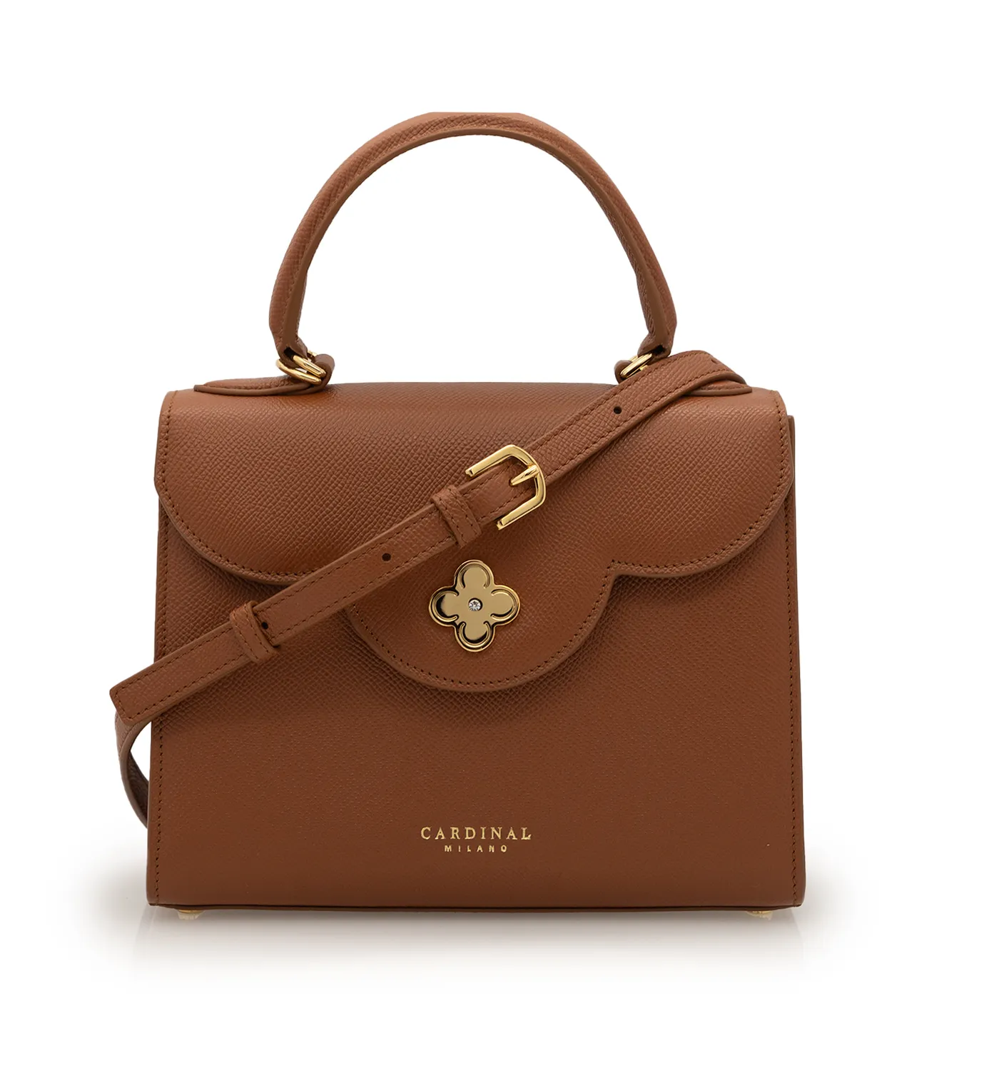 Cardinal Milano First Lady Brown Textured Borsa a Mano Marrone Vitello