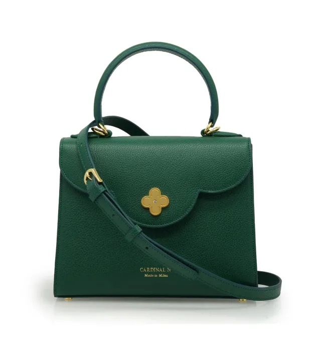 Cardinal Milano First Lady Diamond Borsa Pelle Martellata Verde