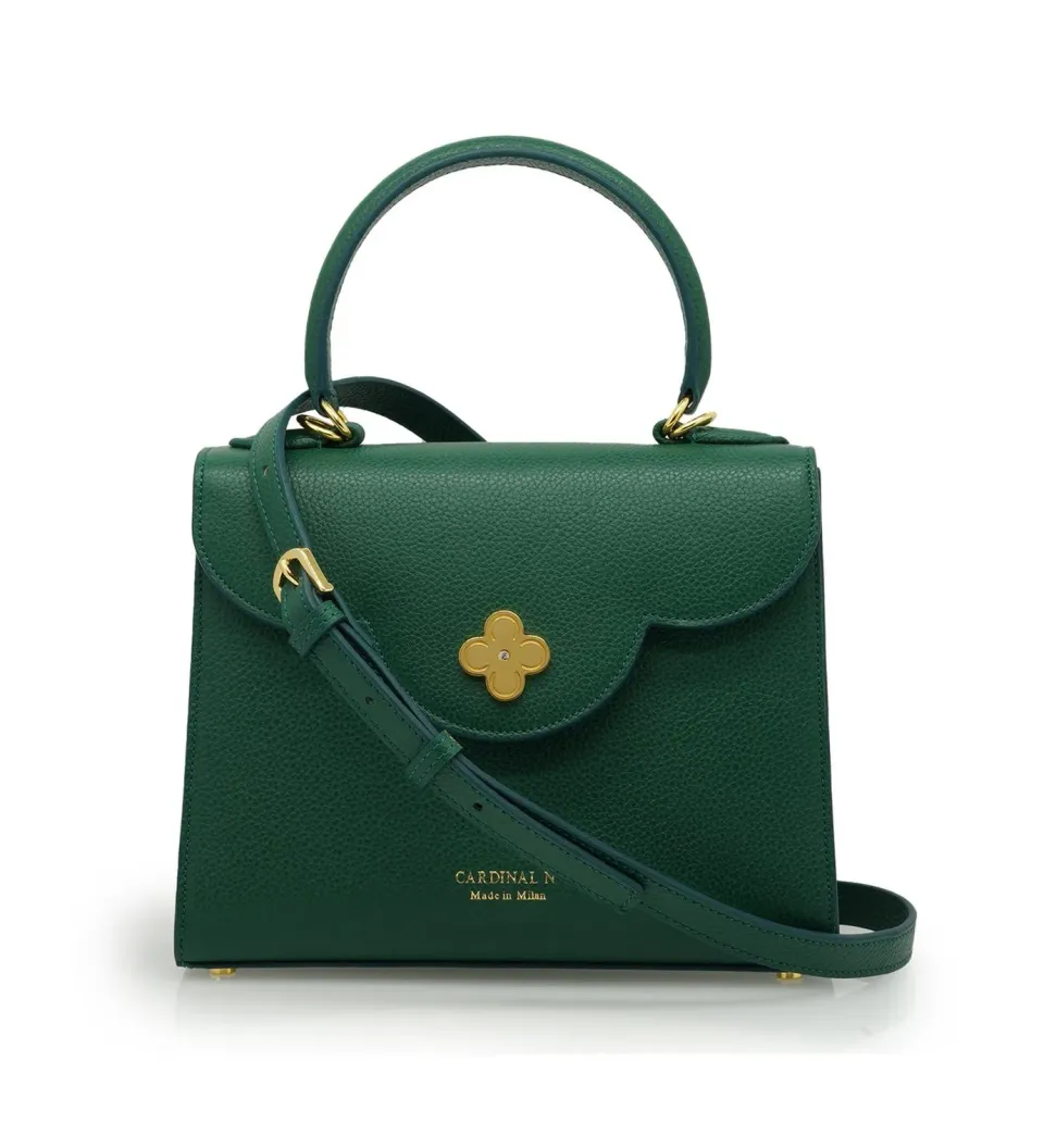 Cardinal Milano First Lady Diamond Borsa Pelle Martellata Verde