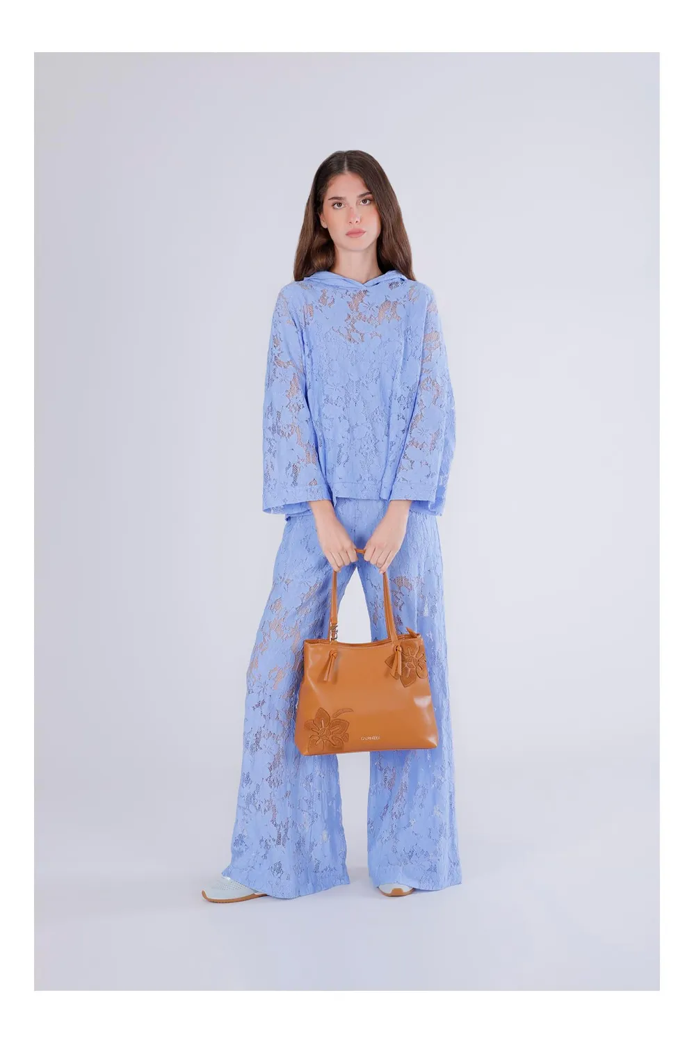 CafèNoir Shopping Bag Similpelle Nocciola Fiori Donna