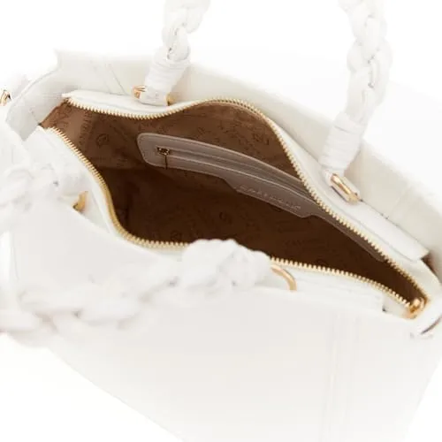 CafèNoir Tote Effetto Pelle Bianca Manico Intrecciato
