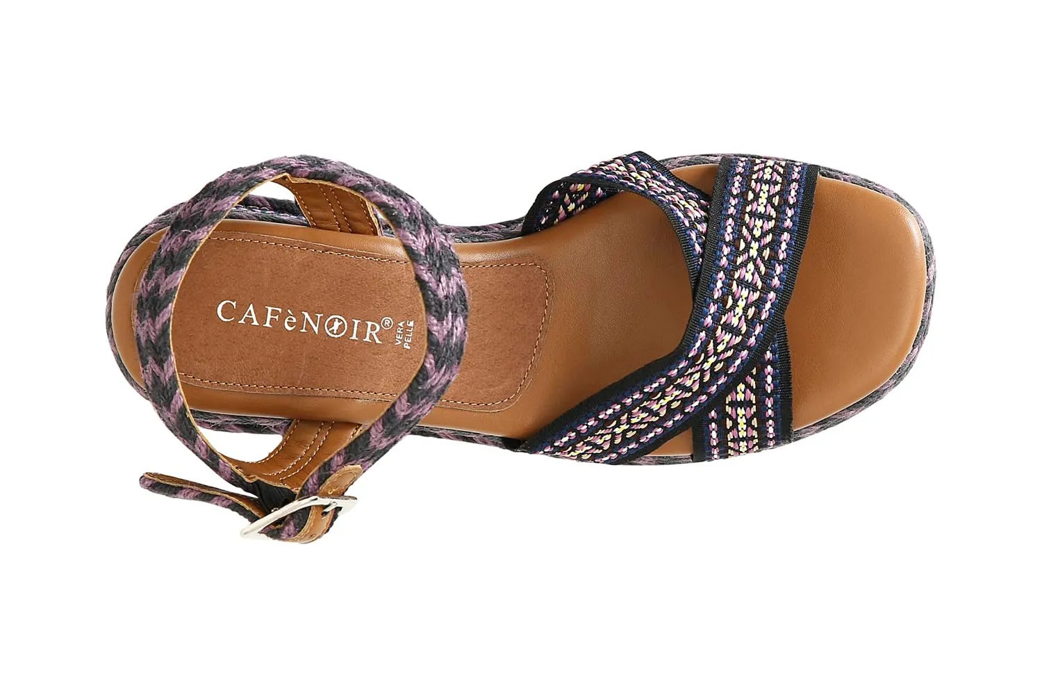 CafèNoir Sandali Zeppa Tessuto Donna Nero Rosa 39