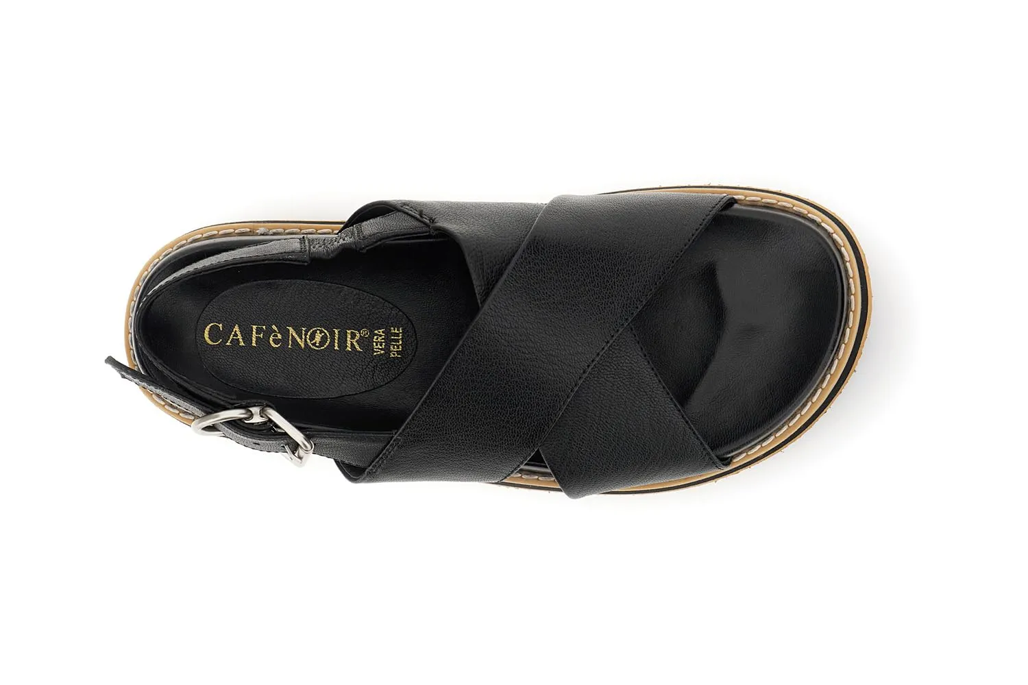 CafèNoir Sandali Pelle Due Fasce Incrociate Neri 36 EU