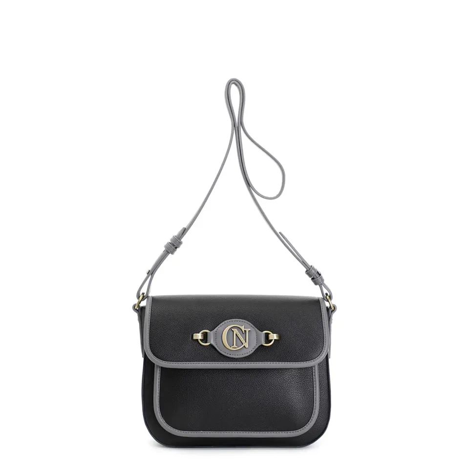 CafèNoir Martellata Borsa a Spalla Nera Contrasto