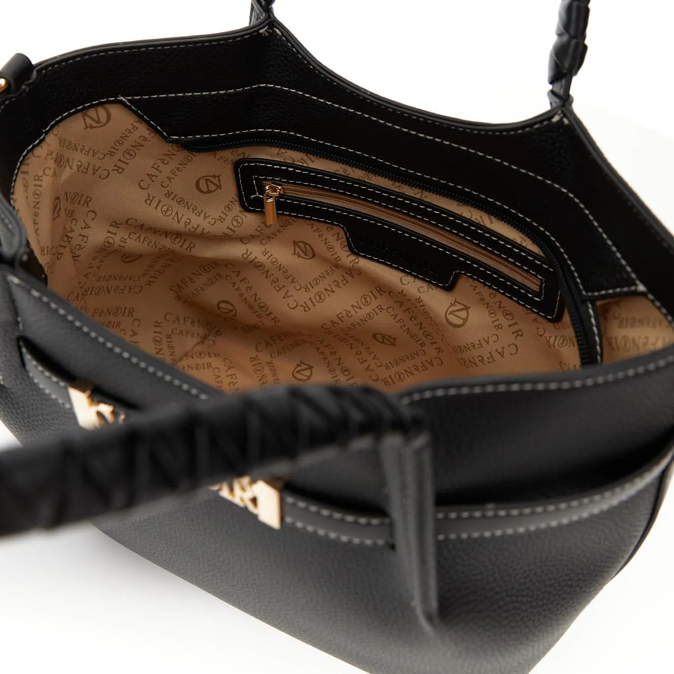 CafèNoir Shopping Bag Pieghe Donna Nera Effetto Pelle