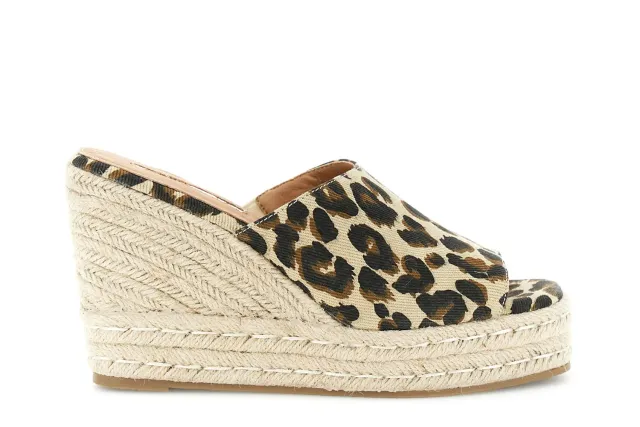 CafèNoir Ciabatta Sandali Donna Canvas Zeppa 10,5 cm