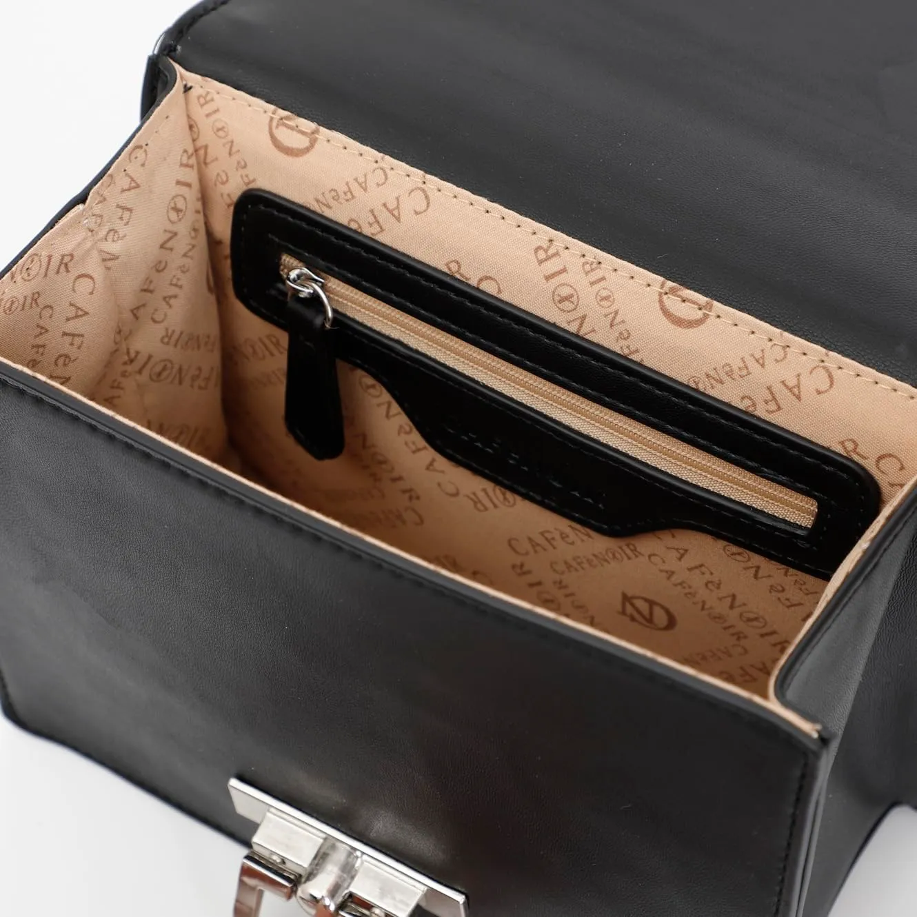 CafèNoir Borsa a Spalla Pattina Nera con Rivetti