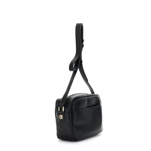 CafèNoir Tracolla Grana Grossa Borsa Nera Zip Frontale