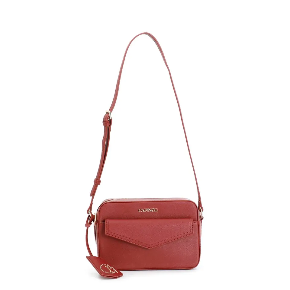 CafèNoir Camera Bag borsa saffiano rossa charm