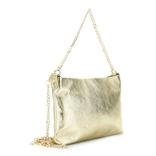 CafèNoir Pochette Pelle Metallizzata Catena Oro