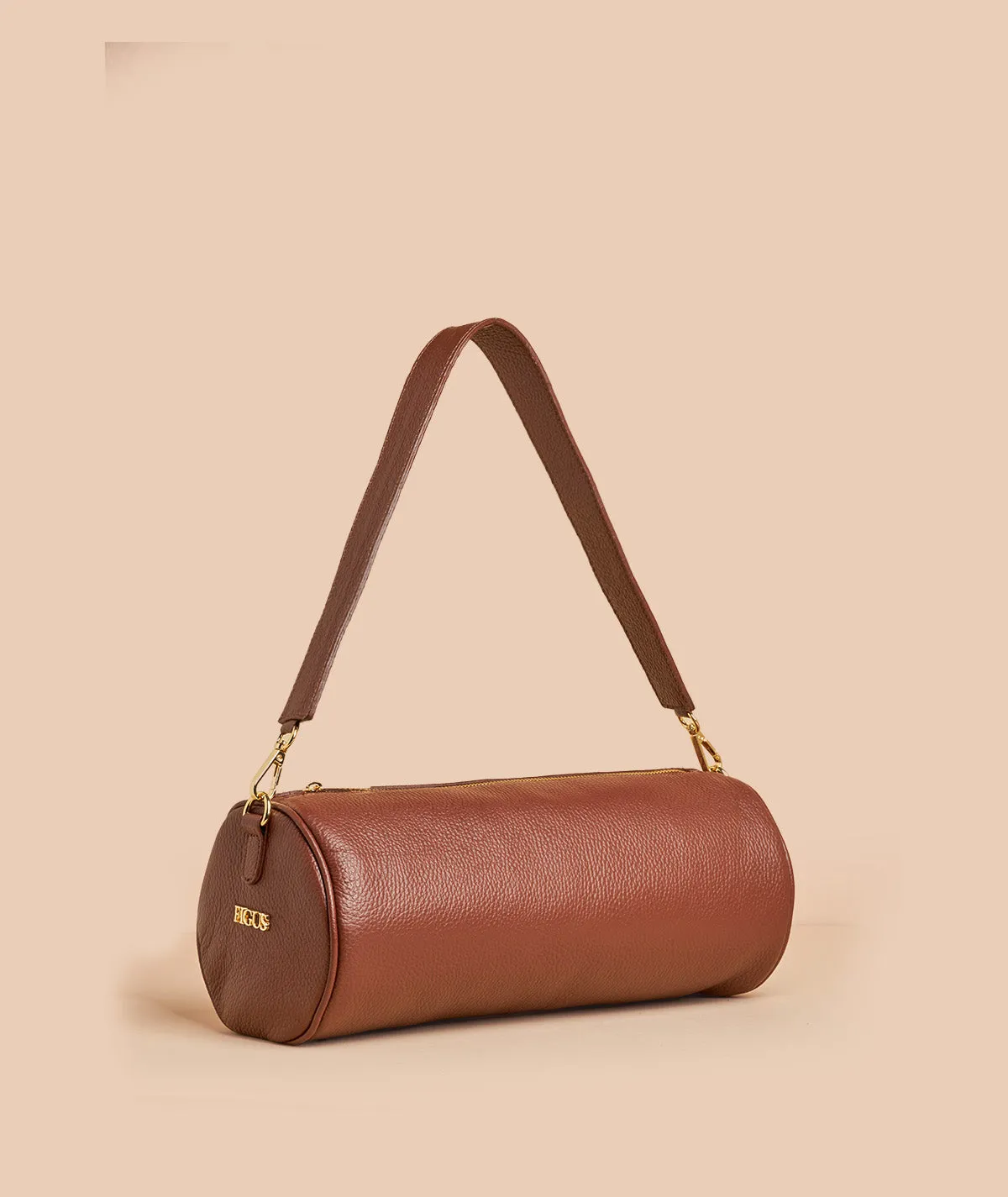 Figus Cilindro borsa pelle martellata arancione tracolla